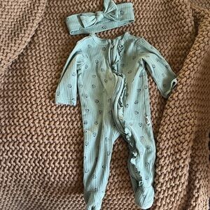 Charming Mint Kids Footie with Headband
